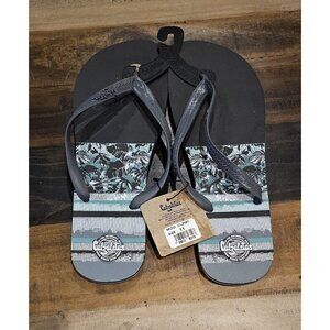 Flip Flops Calzaletas Logo Blue Black Palm Trees Men's Size 11